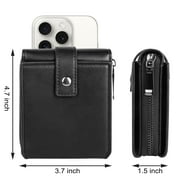 Cshidworld Mens Genuine Leather Zipper Wallet, RFID Shielded, Large Capacity, Vintage Wallet with Snap Coin Pocket, 3 ID Windows, 7 Card Slots & Cash Pocket, Black