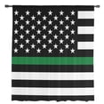 thumbnail image 2 of Thin Green White Line Semi Sheer Curtains Drapes for Living Room, Bedroom, French Doors Window 45 Inches Long, American Flag Star Rod Pocket Chiffon Curtain Drapery Voile Draperies Panel, 2 of 6