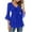 Blue, variant on Dating Nights Cute Dressy Wear Women's Elegant V-Neck 3/4 Bell Sleeve Tunic Tops Sparkly Glitter Ruffle Hem Peplum Shirts Drawstring Front Blouses