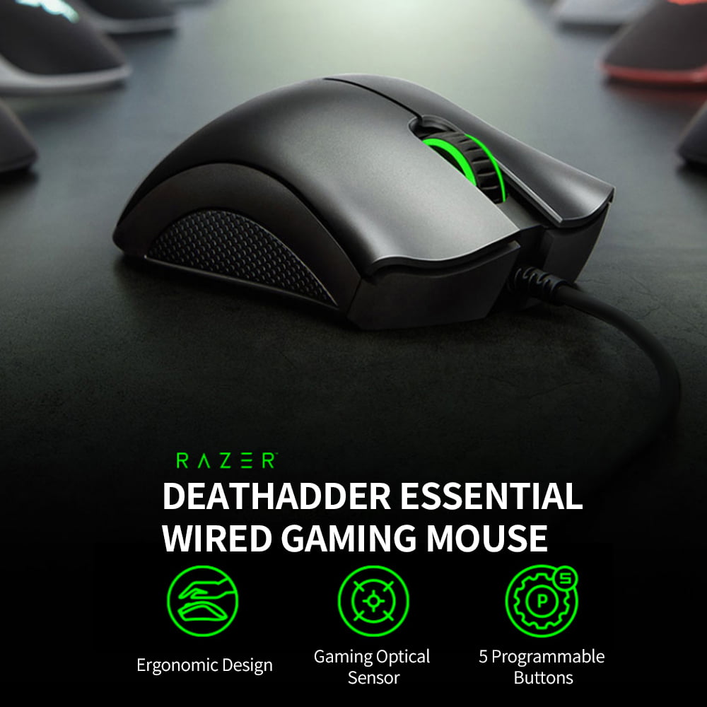 Razer DeathAdder Essential Wired Gaming Mouse 6400DPI Optical Sensor 5 Independently Programmable Buttons Ergonomic Design - image 3 of 6