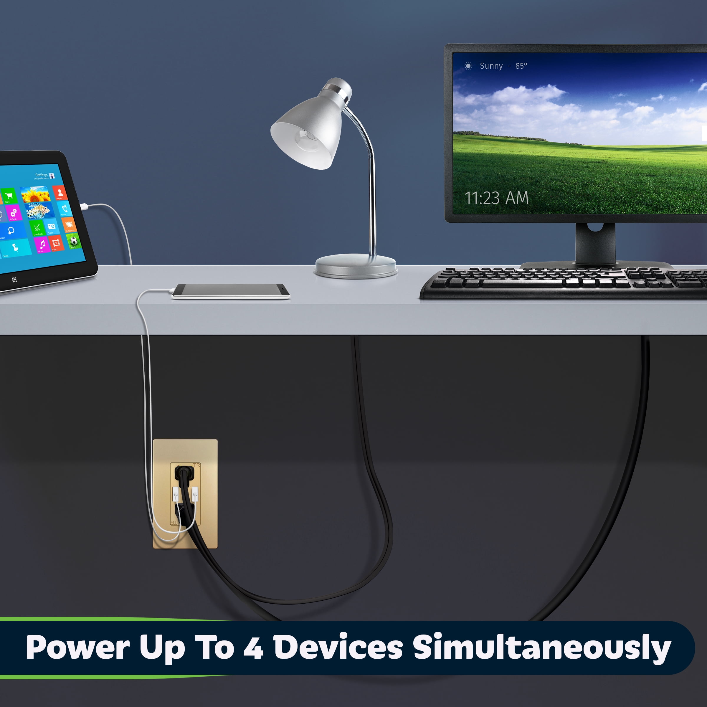 TOPGREENER High Speed USB Wall Outlet, 15A Tamper-Resistant Receptacles, Compatible with iPhone, Samsung Galaxy, LG, HTC & other Smartphones, UL Listed, TU2154A-GD, Gold