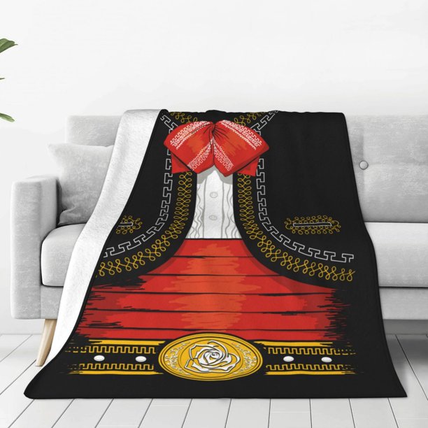 Fotbe CHARRO SUIT Manta de Franela Acolchonada con Estampado, Súper Suave y Esponjosa, Extra Grande para Sofá, Cama, Uso Todo el Año-60"x50"