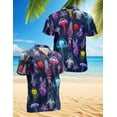 thumbnail image 2 of Netecom Luminescent Jellyfish Hawaiian Shirt for Men, Ocean Glow Style, Button Down Summer Beach Short Sleeve, S-5XL, 2 of 6