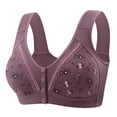thumbnail image 2 of Dxzfnsa Daisy Lace Bras for Women Front Closure No Underwire Comfort Senior Wireless Snap Closing Bra (Purple,S), 2 of 9