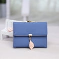 thumbnail image 1 of Cartera corta para mujer, de PU, con colgante de hoja, bolso de tres pliegues, monedero para mujer, 1 of 4