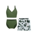 thumbnail image 1 of Miaeowve Ensemble Bikini 3 Pcs pour Filles avec Jupe de Plage, Surf, Vert Olive 13 Ans, 1 of 5