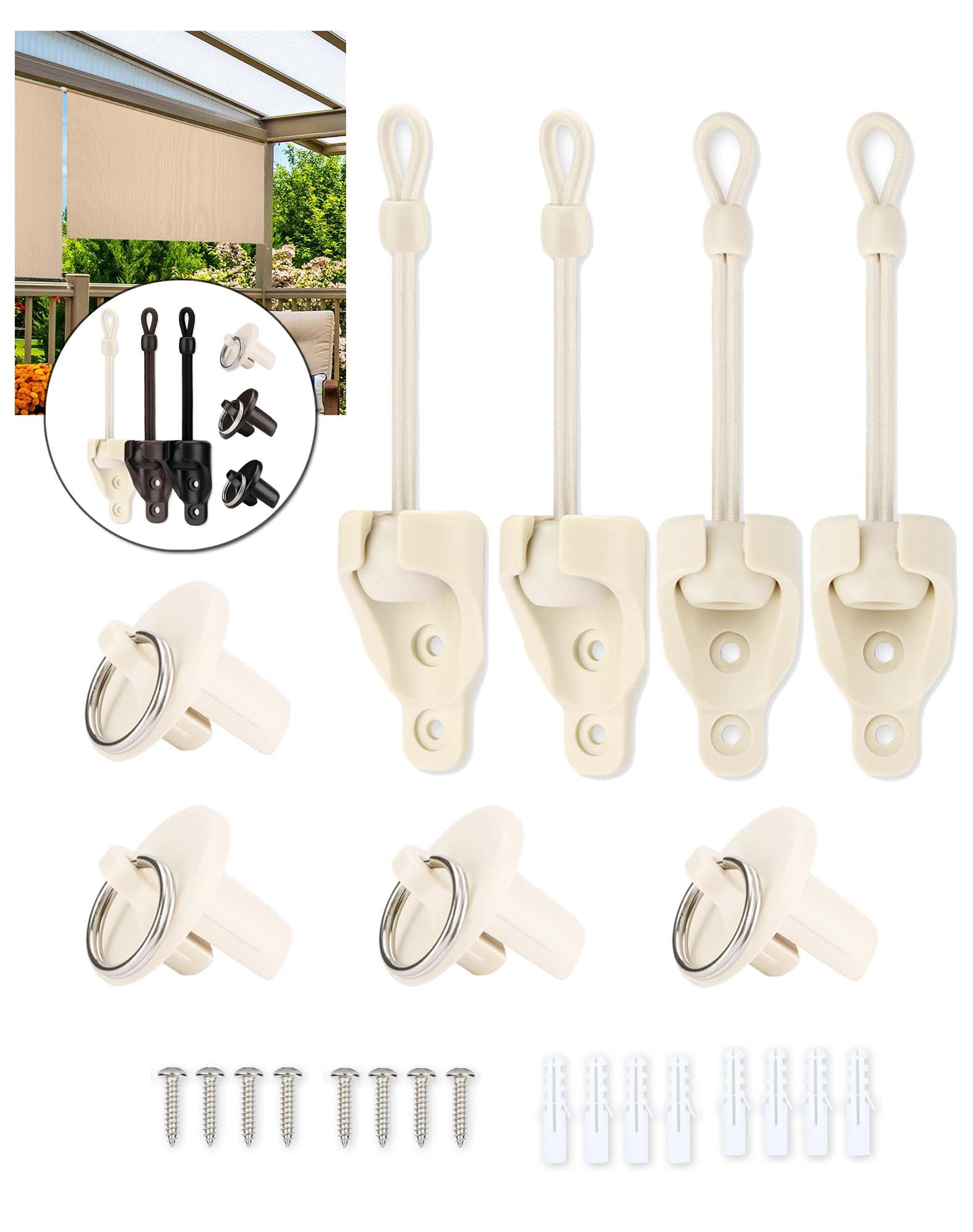 VASTEO Sun Shade Replacement Parts Bungee Kit,Shade Tie Downs and End Cap,Weather Resistance,for