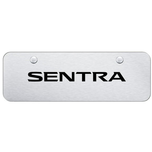 Nissan Sentra Laser Etched Logo Mini License Plate (Brushed Chrome)