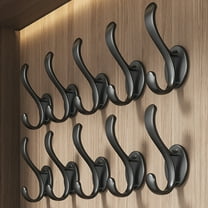 CCWADH Coat Rack Wall Mounted - 5 Pack Wall Hooks, Heavy Duty Plastic Coat Hooks for Coat Hat Towel Purse Robes Mudroom Bathroom Entryway (Black, 5 Packs)