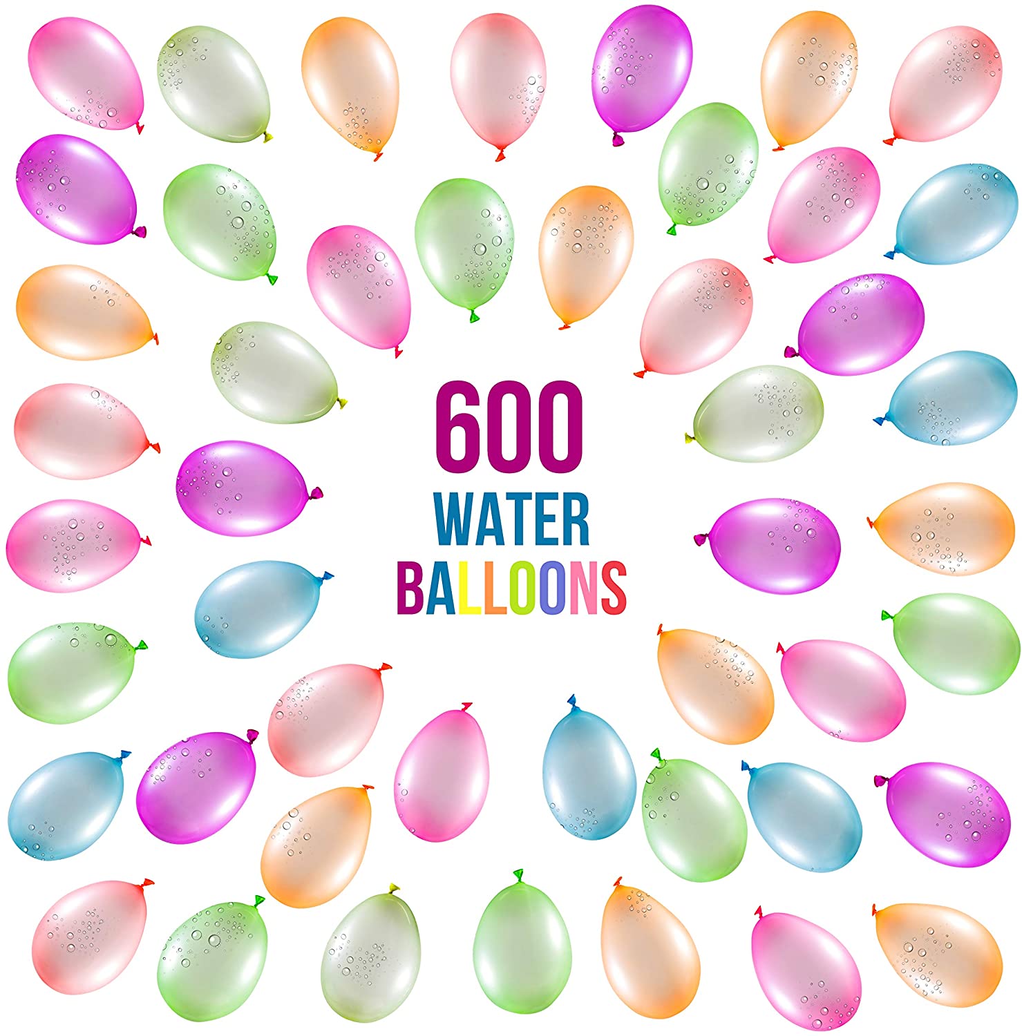 HTOOQ 600 Water Balloons Bulk Balloons Pack for Water Sports Fun, Splash Fights for Pools and Outdoors, Summer Outdoor Water Games and Party Favors - -