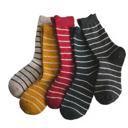 

Yubnlvae Socks Middle Warm Wool In Socks Striped Stockings Winter Socks Five Autumn Pairs Socks
