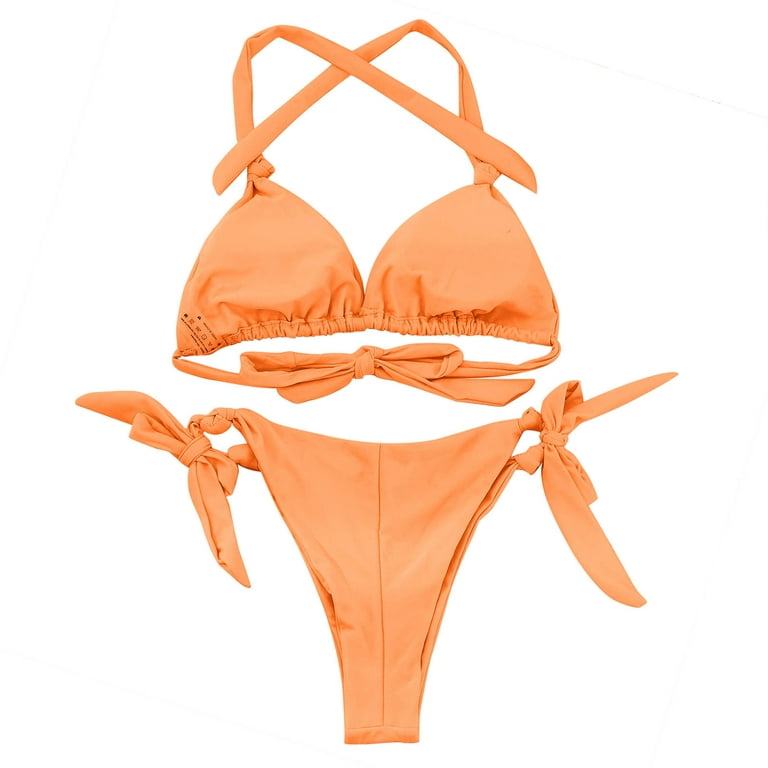 Aayomet Bathing Suit For Women Tummy Control Women's Ribbed Underwire  Bikini High Cut Bikini V Notch Smocked Swimwear Butterfly Print High Leg  Bikini