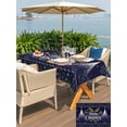 thumbnail image 4 of Outdoor Tablecloth with Umbrella Hole and Zipper, Christmas Elk Rectangle Table Cloth 54x80 Inch Waterproof Tablecloth, Winter Snowflake Xmas Tree Leaf Navy Blue Picnic Table Cover for Patio Camping, 4 of 7