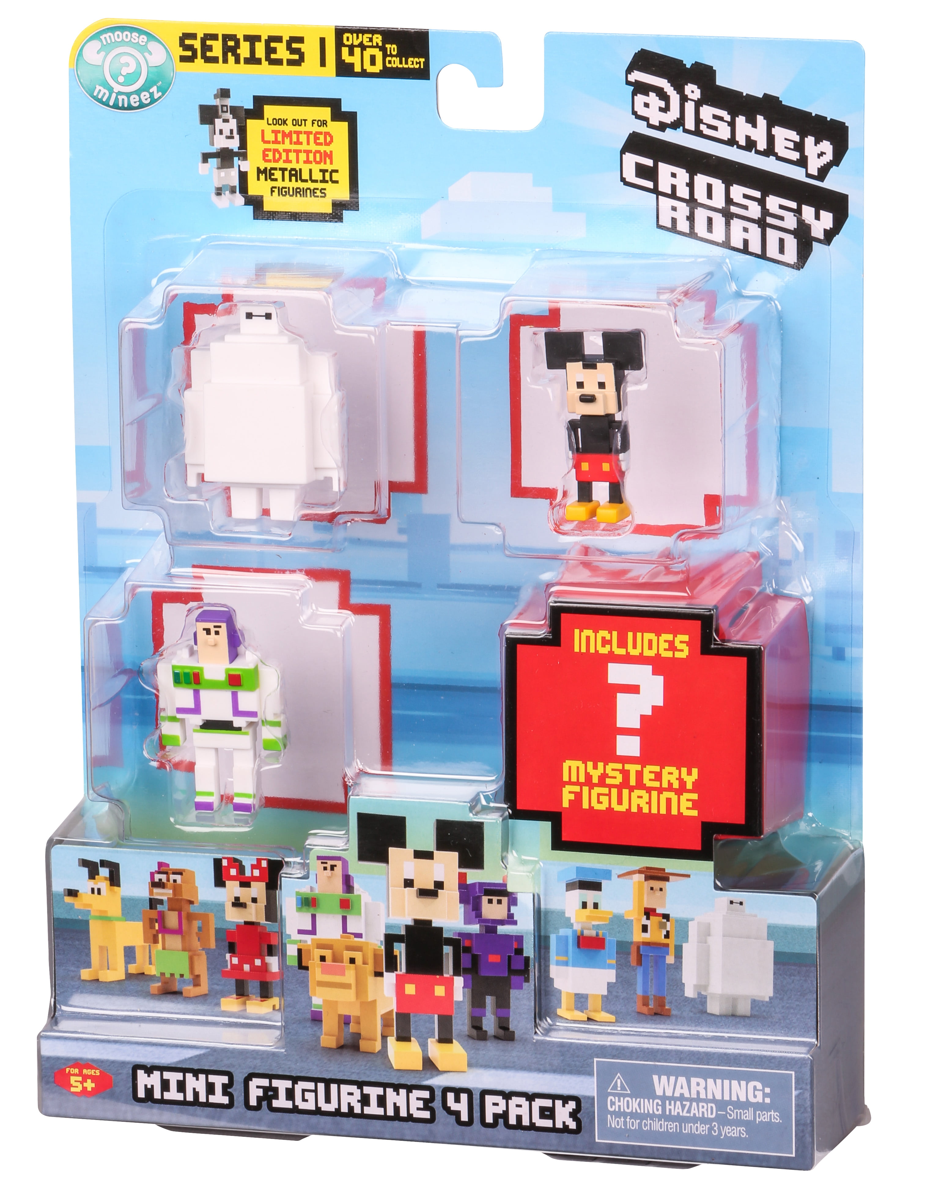 Randomly Assorted Disney Crossy Road Series 1 Mini Figures 4 Pack with 1 Hidden 
