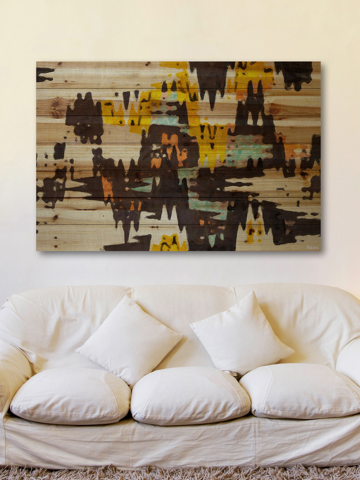 Parvez Michel Inc Parvez Taj - Scandinavian Wood Painting Print on Natural Pine Wood