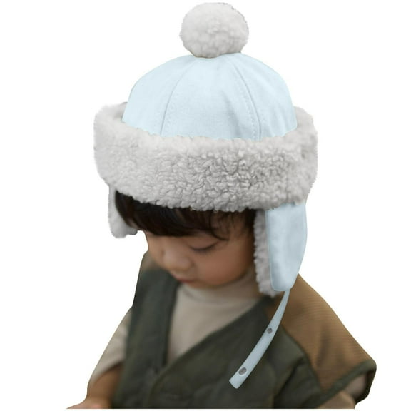 HAiming Boys Girls Winter Hat with Earflap Fleece Lined Warm Soft Comfy Skiing Pom Pom Caps for Kids