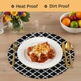 thumbnail image 4 of Black Morocco Round 13 Inch Placemats Set of 6, Boho Modern Minimalist Abstract Geometric HeatResistant Non Slip Place Mats for Dining Table, Wipeable Braided Kitchen Table Mats for Housewarming, 4 of 9