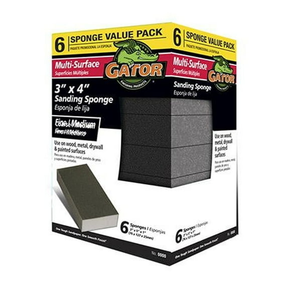 Gator 3x4x1 in. Fine/Medium Aluminum Oxide Sanding Sponge