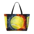 thumbnail image 2 of Balery Tennis Ball In Fire And Water Beach Travel Bag - Water-Resistant, Large Capacity Lightweight Tote with 7 Pockets for Women and Men - Perfect for Beach, Pool, Gym, and Travel, 2 of 7