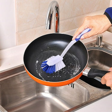 Clearance under $5 FAMTKT Clearance Kitchen Dish Washing Brush with Handle Dish Brush Scrub Brush for Pans Pots Dishwashing and Cleaning Brushes, Kitchen Gadgets Gifts for New Home Must Haves