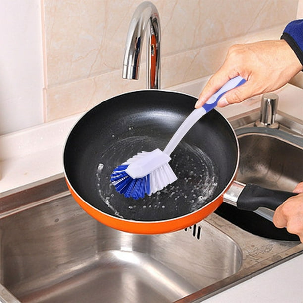 Cepillo para lavar platos con mango, cepillo para fregar sartenes y ollas, cepillos para lavar y limpiar platos, cepillo de limpieza