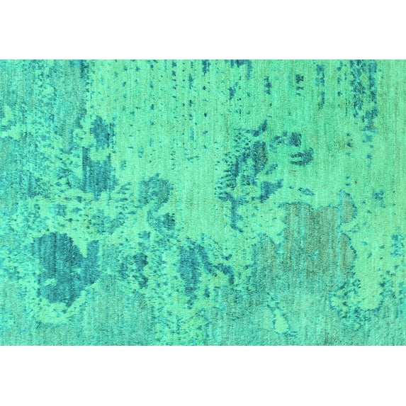 Ahgly Company Machine Washable Indoor Rectangle Abstract Turquoise Blue Modern Area Rugs, 5' x 7'