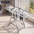 thumbnail image 3 of Heavy-Duty Foldable 3-Tier Clothes Drying Rack, Thickened Stainless Steel Frame with Anti-Slip Wheels for Indoor Outdoor Use, Space-Saving Laundry Rack, 3 of 13