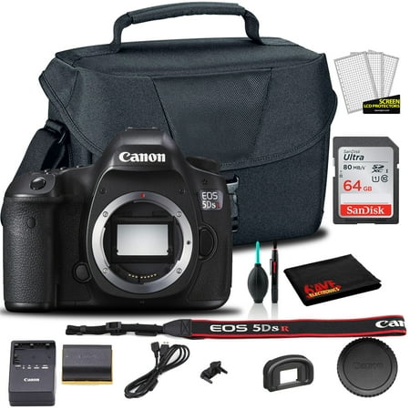Canon EOS 5DS R DSLR Camera (Body Only) (0582C002) + EOS Bag + Sandisk Ultra 64GB Card + Cleaning Set and More (International Version)