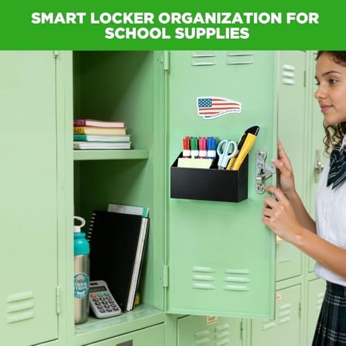 Magnetic Dry Erase Marker Holder for Whiteboard, Acrylic Magnet Pen Holder for Refrigerator Fridge, Marker Holder for Classroom Teacher, Pencil Cup,Office Accessories, Locker Organizer(Black)