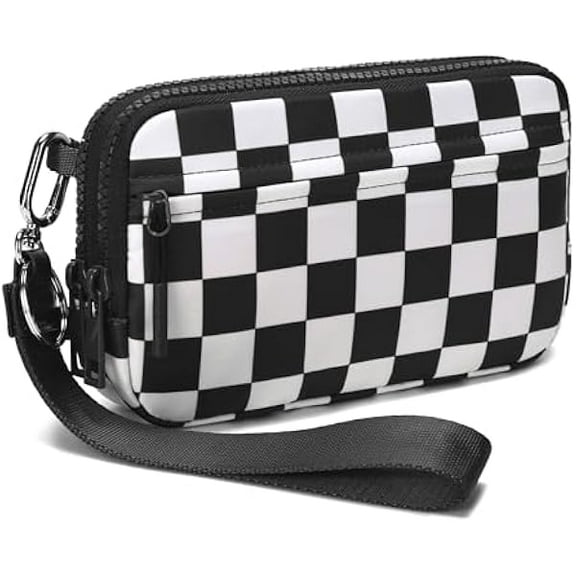 ZLC Wristlet wallets for women Nylon Quilted Wallet with 4 Zippers,Travel Credit Card,Holder Cell Phone Organizer