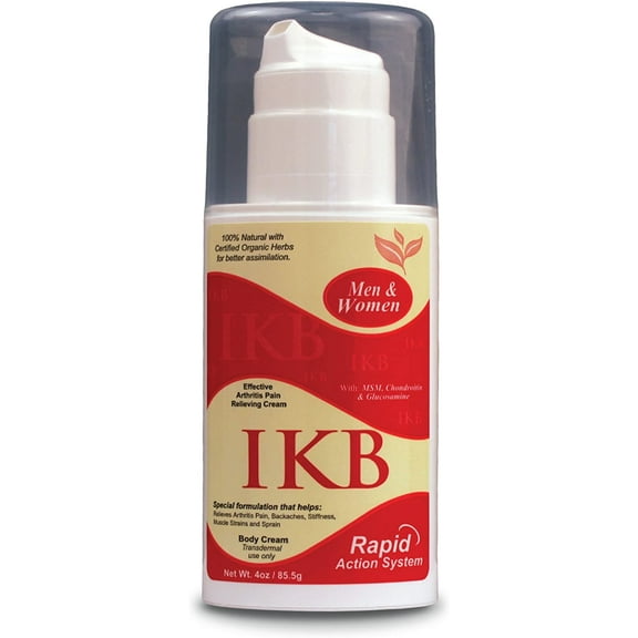 IKB Body Cream - Net Wt. 4oz / 85.5g - Transdermal use only - Effective Arthritis Pain Relieving Cream - 100% Natural Dietary Supplement