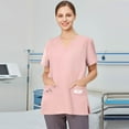 thumbnail image 3 of Womens Summer Tops Trendy, Women'S Scrubs V Neck Short Sleeve Plus Size Overalls With Double Layer Pockets Work Tops 4Th Of July Outfits For Women Outfits Shirts Outfit Tank (S, Pink) ZMTing, 3 of 3