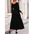 thumbnail image 2 of Vestido maxi de manga larga con fruncido PRETTYGARDEN negro XS, 2 of 8
