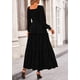 thumbnail image 2 of Vestido maxi de manga larga con fruncido PRETTYGARDEN negro XS, 2 of 8