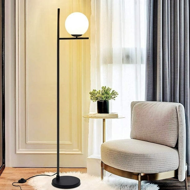 Depuley Lampadaire LED pour salon avec boule en verre, lampe sur pied  moderne pour chambre à coucher, avec interrupteur au pied, protection des  yeux, salle à manger, restaurant (sans ampoule) : 