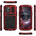 thumbnail image 5 of Compatible with iPhone 13 Pro Max Case Metal Phone Case Stand Built in Screen Protector Outdoor Sports Heavy Duty Protection Shockproof Cover (2021 6.7 lnch) Red, 5 of 16