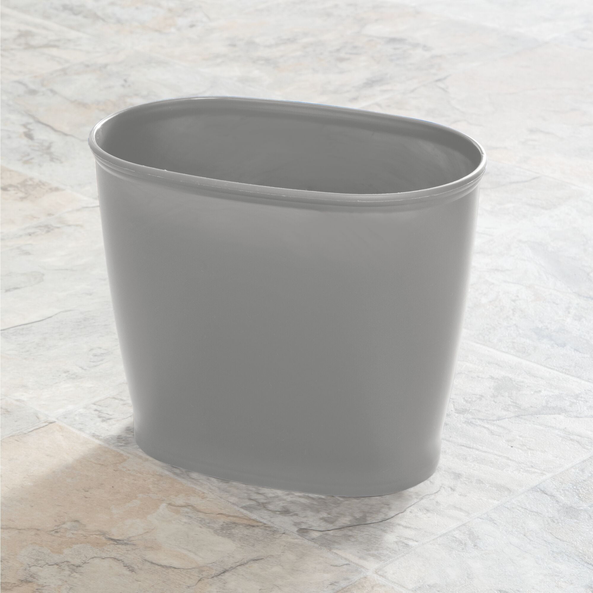 mDesign Small Plastic 2.25 Gallon Slim Trash Can Garbage Wastebasket Bin, Gray