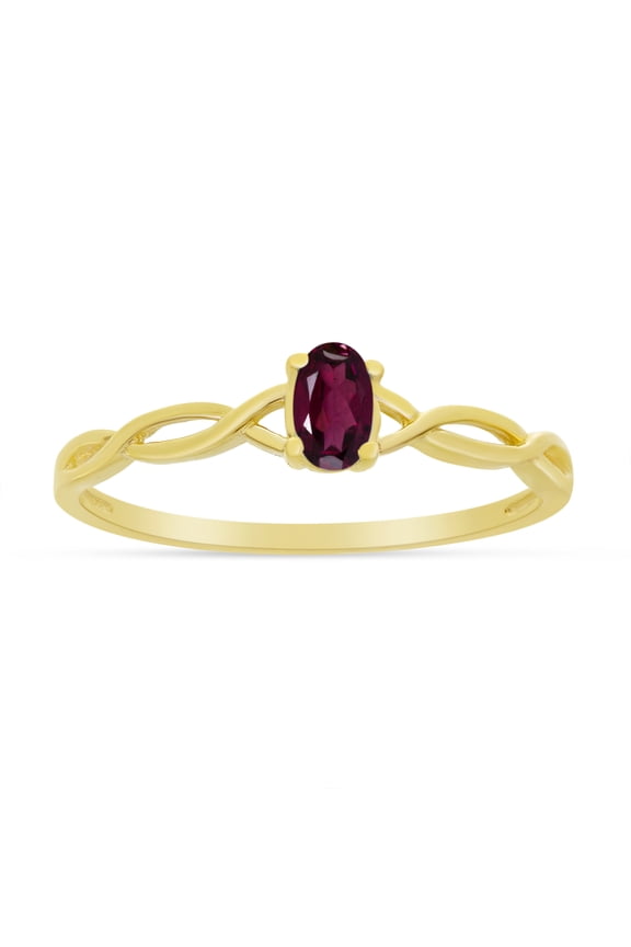 14k Yellow Gold Oval Rhodolite Garnet Ring