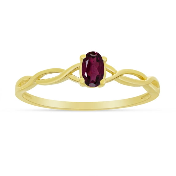 14k Yellow Gold Oval Rhodolite Garnet Ring