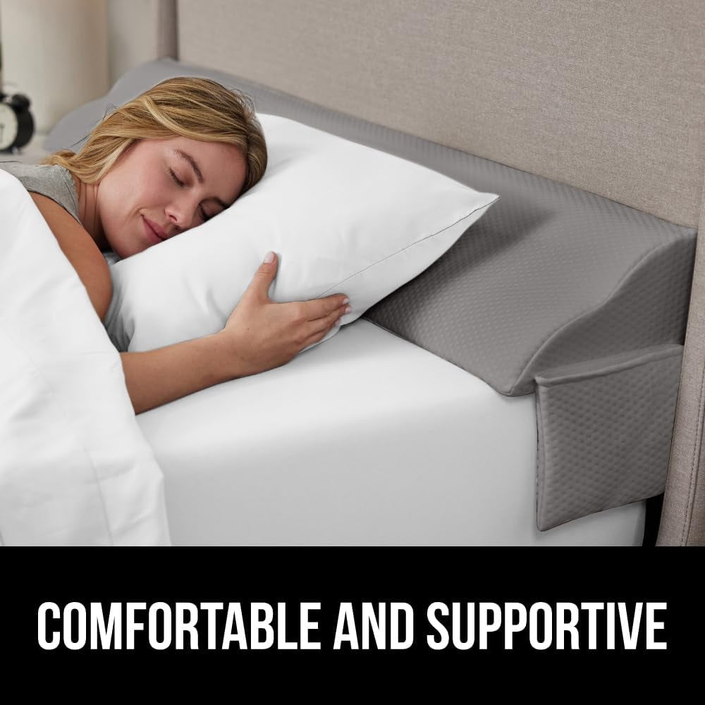 High Density Foam Bed Wedge Pillow for Headboard Gap, Mattress Gap Filler with Gripping Dots for Support, King Size White
