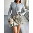 thumbnail image 4 of Women'S Slim Fitted Round Neck Cardigan Sweater Button Down Basic Knit Outerwear Light Gray S, 4 of 9