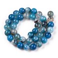 thumbnail image 2 of Dyed Natural Dragon Veins Agate Beads Strands Round Steel Blue 8~8.5mm Hole: 1mm 47pcs/strand 15.5 inch, 2 of 3