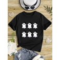 thumbnail image 1 of Girls' Halloween T-Shirt - Cute Ghosts Graphic Tee, Lightweight Knit Top for Halloween Party outfit, everyday Summer Clothing - Soft Round Neck Shirt for & Kids, Halloween Clothes, 1 of 6