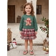 thumbnail image 3 of RUINIXCW Little Girl Christmas Outfit Crew Neck Long Sleeve Sweatshirt  Plaid Skirt, 3 of 8