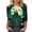 #0137-Green, variant on Shihyeh Women Halloween Jackolantern Print Blouse V Neck 3/4 Sleeve Flare Sleeve Button Front Dressy Casual Top for Adult