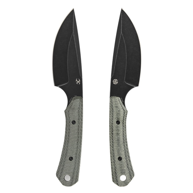 Kansept Flank Fixed Blade Knife,3.69'' Black Stonewashed D2 Blade,Green Micarta Handle Pocket Tactical Knives,G006A4,with sheaths