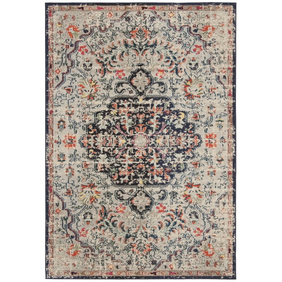 SAFAVIEH Madison Joandra Vintage Floral Area Rug, Beige/Black, 5'3" x 7'6"