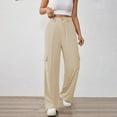 thumbnail image 6 of Bovemsi Casual Pants for Women Womens High Waisted Wide Leg Cargo Baggy Dress Work Trousers With 4 Pockets 2025 Trendy Beach Trousers, 6 of 8