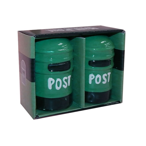 Ceramic Mail Post Green Salt & Pepper Shakers Set of 2, With Gift Box