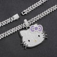 thumbnail image 3 of Hello Kitty Hip Hop Necklace Anime Pendant Ins Fashion Trendsetter Hip Hop Men and Women Zircon Powder Solid Necklace Cute Gift tzw, 3 of 7